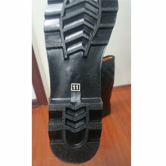 Women's Rainboots, Tall Quilted Rubber Rain Boots, #1411, Black Size 6 - Picture 4 of 4
